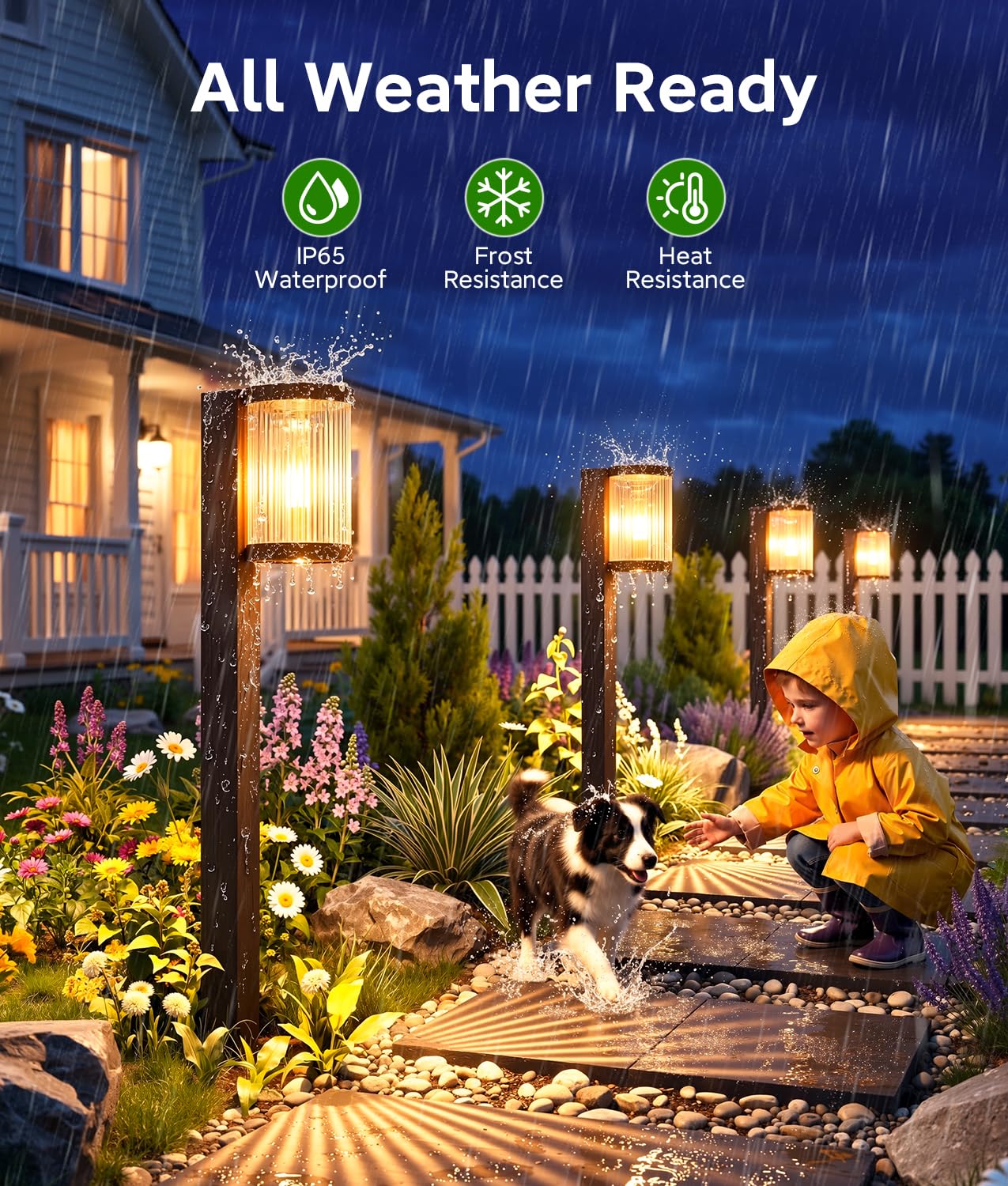 ELECLINK 2 Stück Moderne Solar-Wegleuchten, super hell bis zu 12 Stunden, IP65 wasserdicht, Outdoor-Solarleuchten für Hof, Garten, Weg