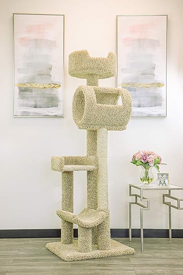New Cat Condos 140003- Solid Wood Cat Climbing Tower Cat Tree, Beige