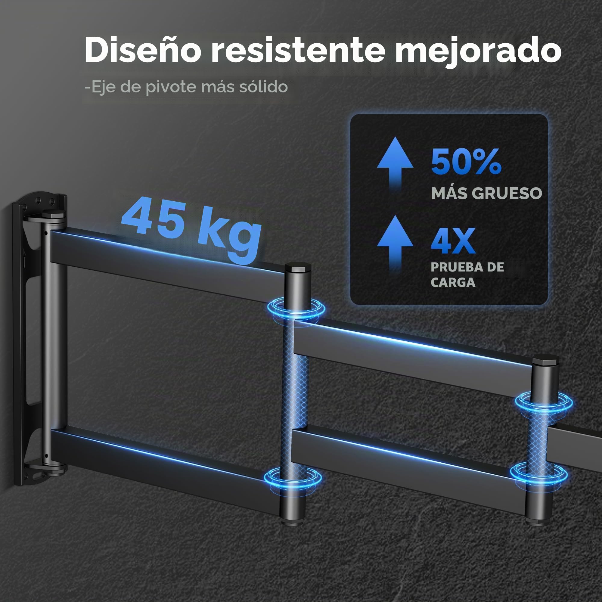 XINLEI Soporte TV Pared Extensible hasta 1021 mm, Brazo Articulado para TVs Planas y Curvas de 26-70 Pulgadas, Inclinación +3°/-12°, Giro ±90°, VESA 400x400 mm, Carga 45 kg – MAP3L
