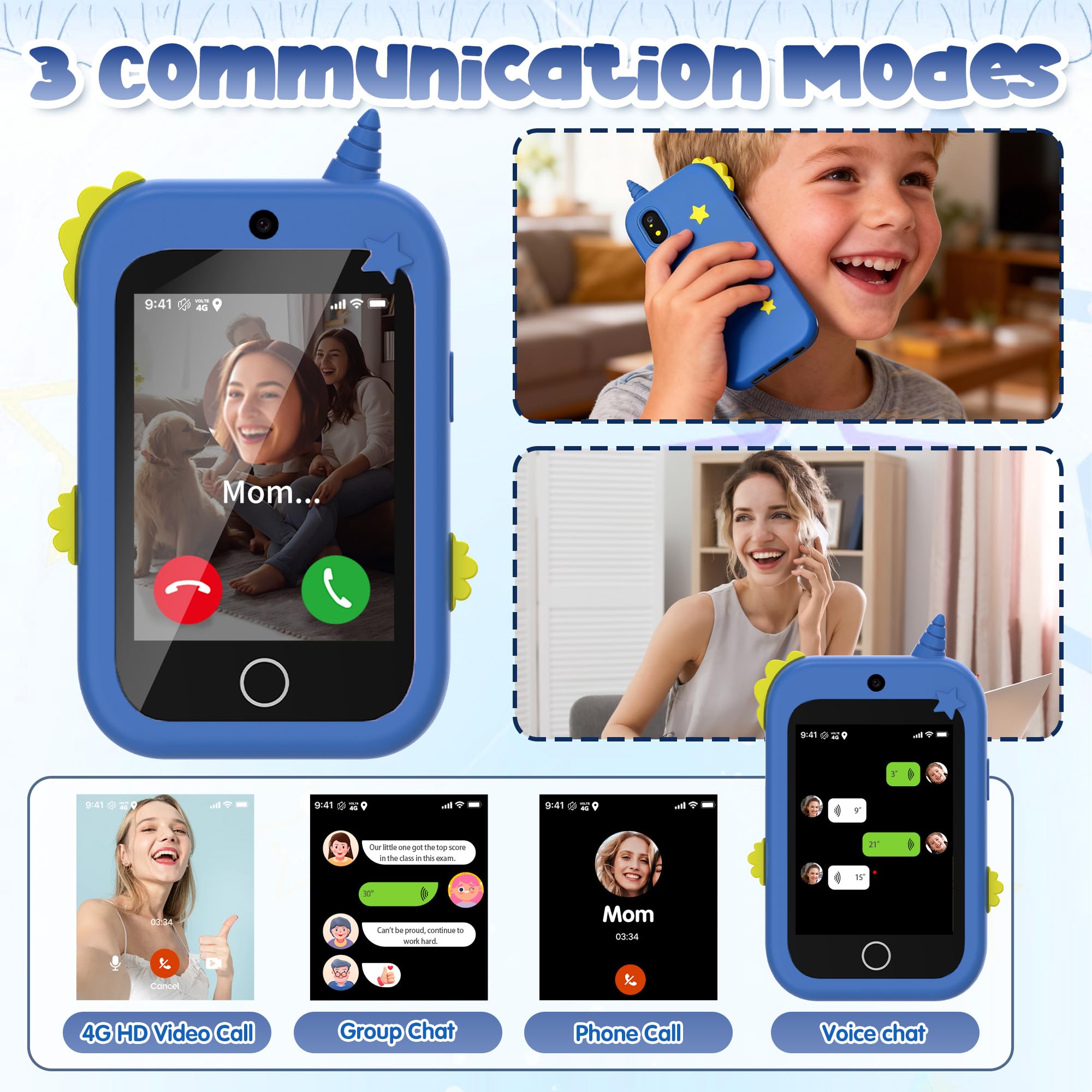 4G Smartphone Bambini, Smartphone Bambino per Ragazza con Chiamate GPS, Videochiamata, Chat, SOS, Modalità Scuola, SMS, Torcia, Musica, Sveglia, Pedometro, IP68 Impermeabile, Regali per Ragazze