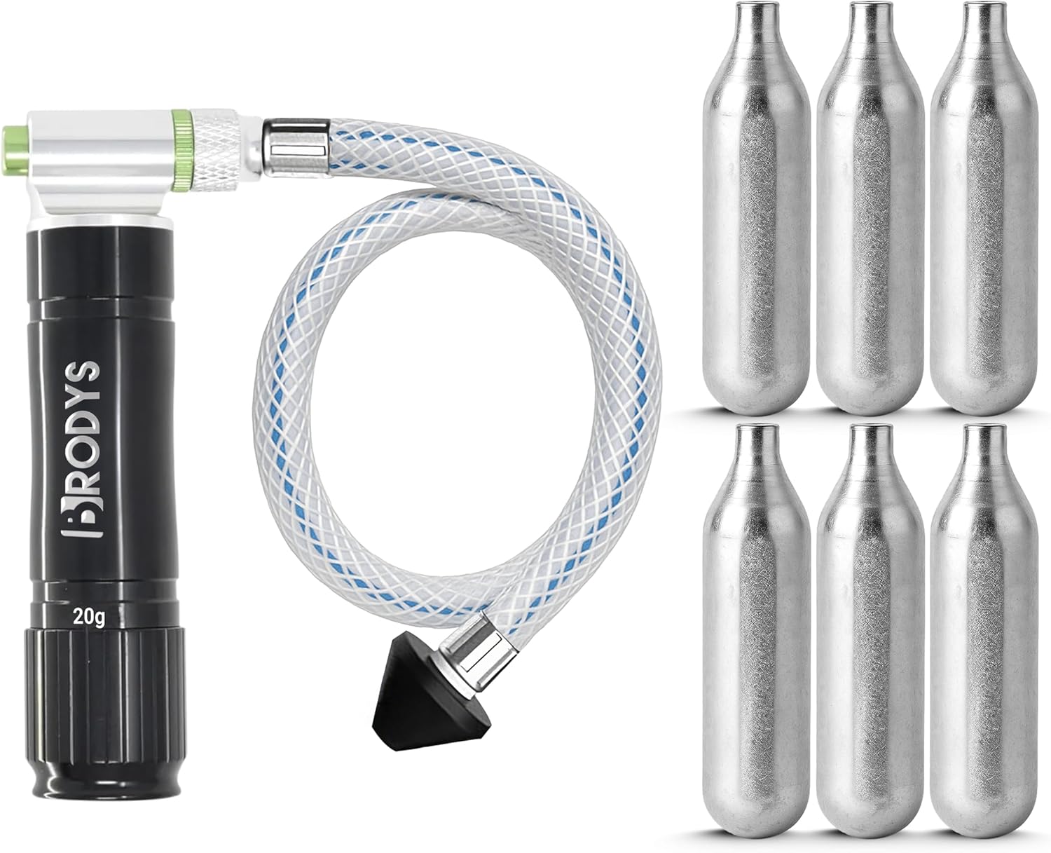 BRODYS Drain Device - AC Drain Line Cleaner Device, with a flexible hose to Clear all HVAC Clogs, (Comes with 6 Unthreaded CO2 Cartridges, AC Cleaner Blaster Opener Kit, 20 Grams