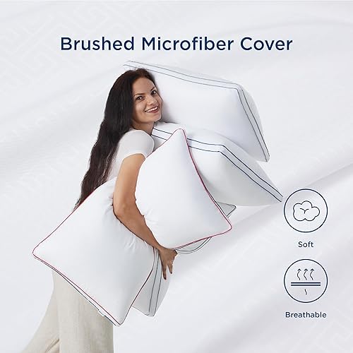 Miniatura 5 de Bedsure Juego de 2 almohadas de cama tamaño Queen, almohadas de hotel de lujo, tamaño Queen, almohada reforzada suave y esponjosa con alternativa al