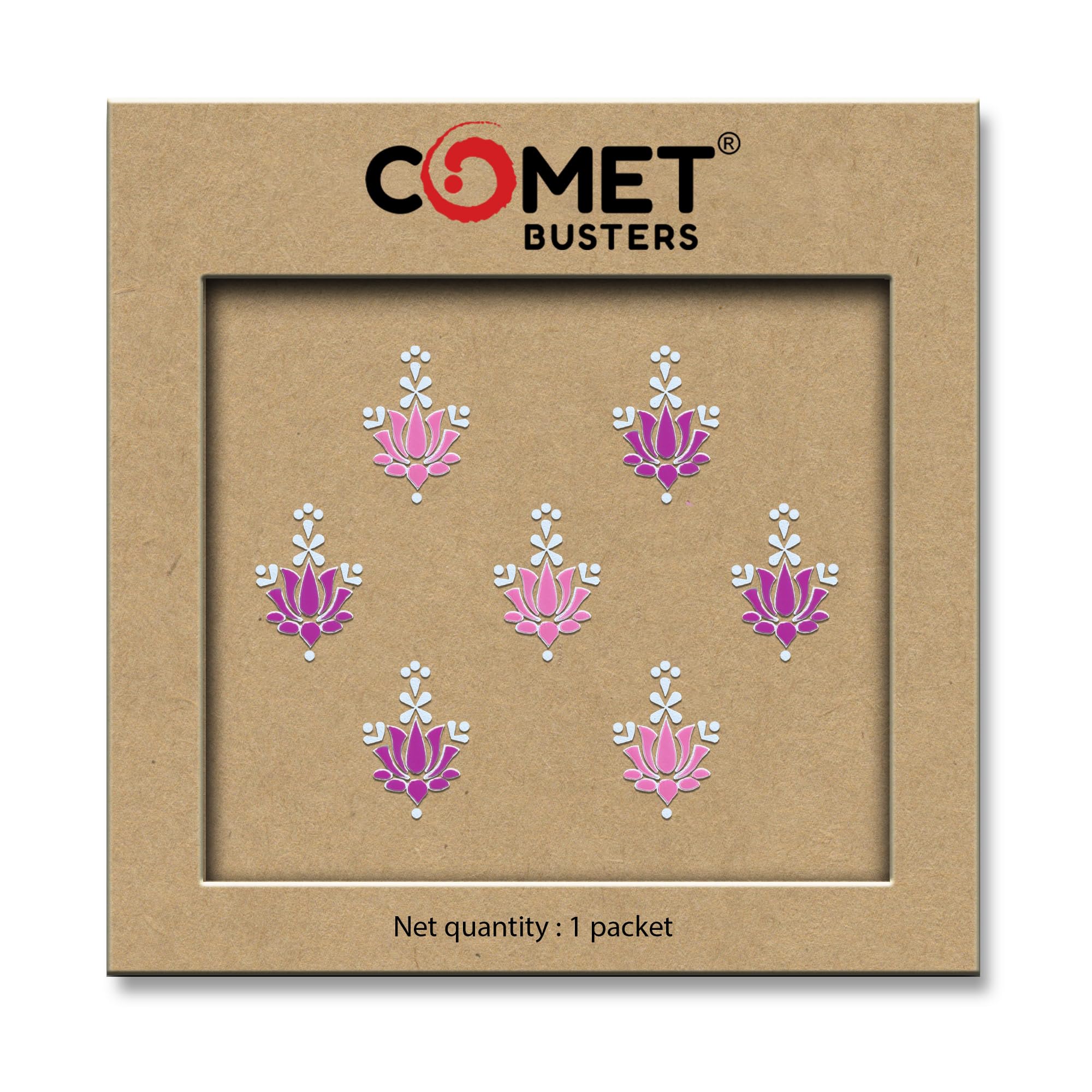Comet Busters® Lotus Designer Floral Bindis – 15mm Light & Dark Pink Lotus With White Floral Fancy Bindi for Women & Girls (7 Bindis)(CBIN2606)-picture-31