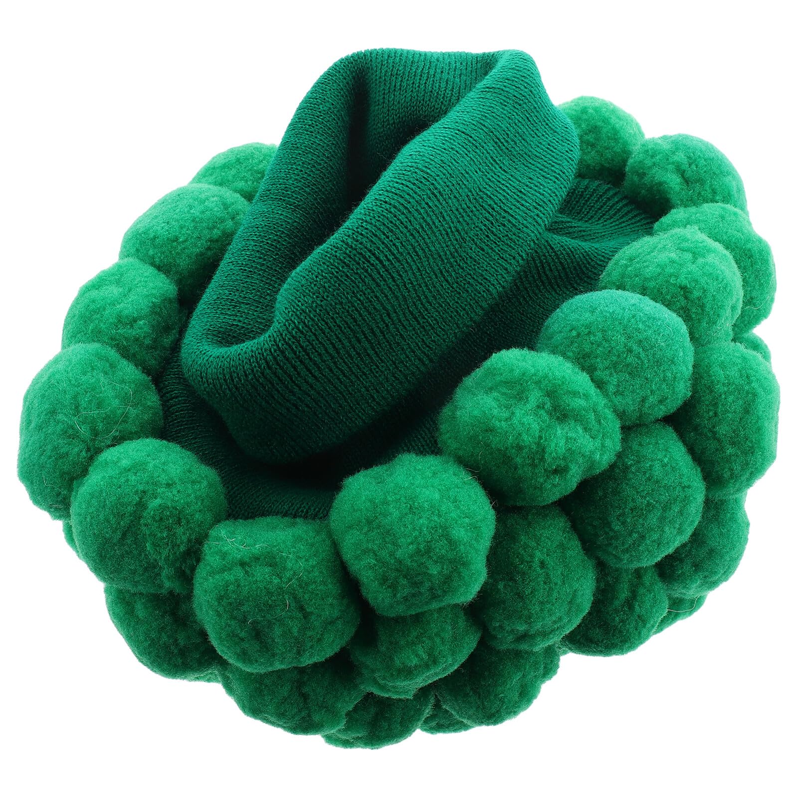 BESPORTBLE Funny Broccoli Hat for Adults, Warm Knitted Green Vegetable Costume Hat with Large Pom Pom, Cute Party Dress-up Headwear for Holiday Celebration and Cosplay