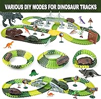 Vista 4 de Pista de carreras de dinosaurios para niños - Regalos de cumpleaños para niños de 3, 4, 5, 6, 7 años, set de pista de autos flexible de más de 280