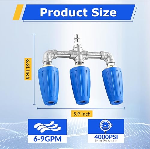 Miniatura 8 de Puntas para lavadora a presión, boquilla de lavado a presión roja de 0°, puntas de boquilla de lavadora eléctrica, paquete de 7, conector rápido de