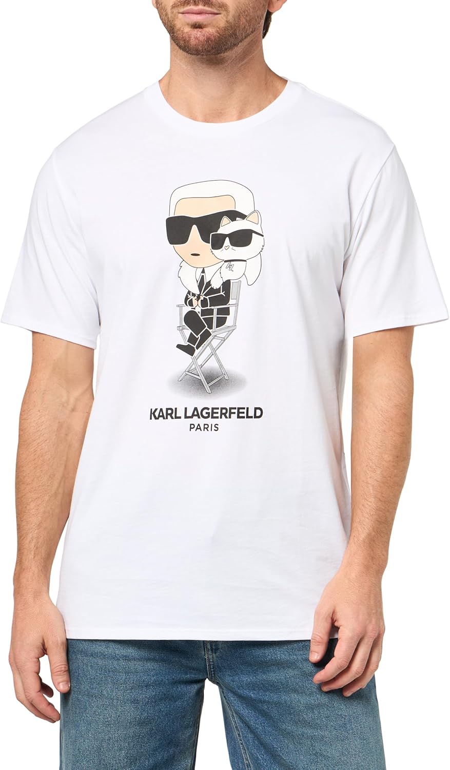 KARL LAGERFELD Men's Crewneck Short Sleeve Graphic Design T-Shirt