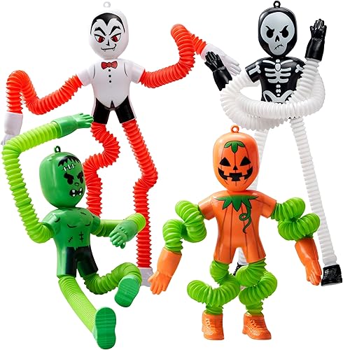JOYIN 4 piezas de juguetes sensoriales elásticos para Halloween, juguetes de tubo telescópico para aliviar el estrés, regalos de fiesta de