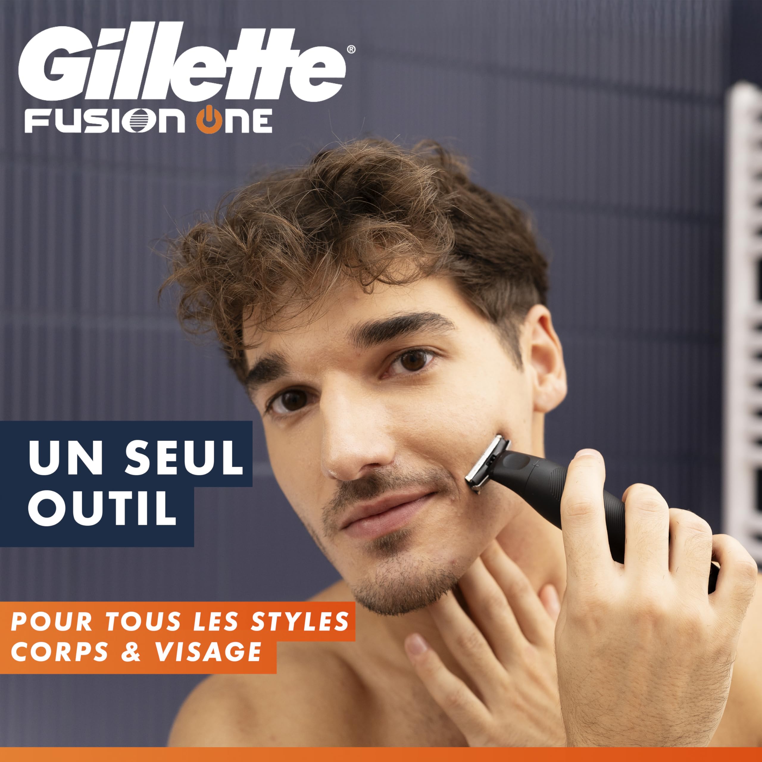 Gillette Tondeuse et Rasoir Electrique Homme Fusion One Tout-en-Un, 3 + 2 | Hybride pour le Rasage Corporel et du Visage, Etanche, sans Fil, Tête Pivotante, Accessoires Barbe et Corps