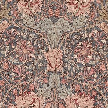 MuralPeel Pink Red Grey William Morris Flower Damask Vintage Leaf Peel and Stick Wallpaper Self Adhesive Removable Easy Peel Off Stick on Wall Paper for Bedroom Cabinet Renter