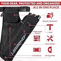 Vista 4 de LEGEND First Archery - Funda para flechas, carcaj de cadera con cinturón ajustable y 3 tubos de flecha, material de nailon duradero con ranura en T