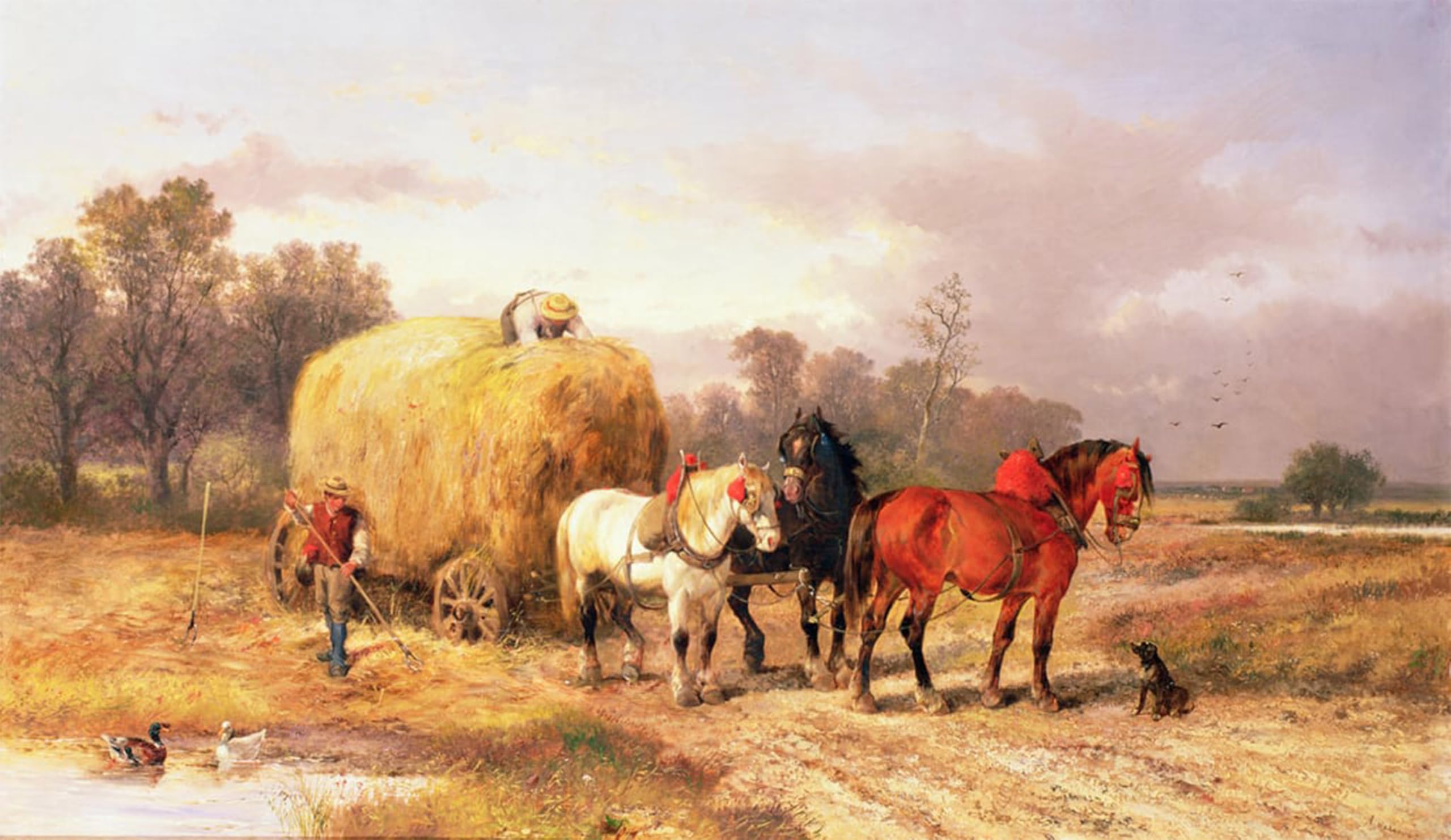 ARTXLXXBN Famous Art Print Poster Vintage Wall Art Carting Hay by De Laeeuw Canvas Art Poster for Home Decor 60x90cm