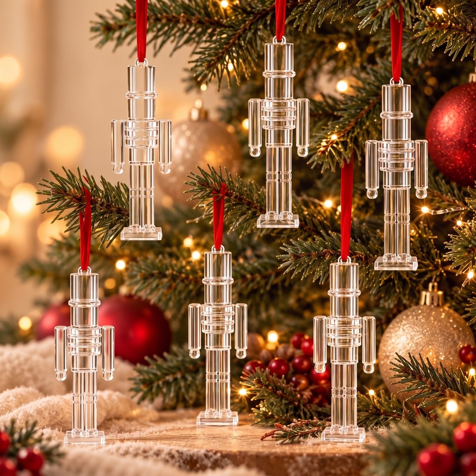 Thyle 6 Pack Acrylic Nutcracker Christmas Tree Ornament Hanging Decoration