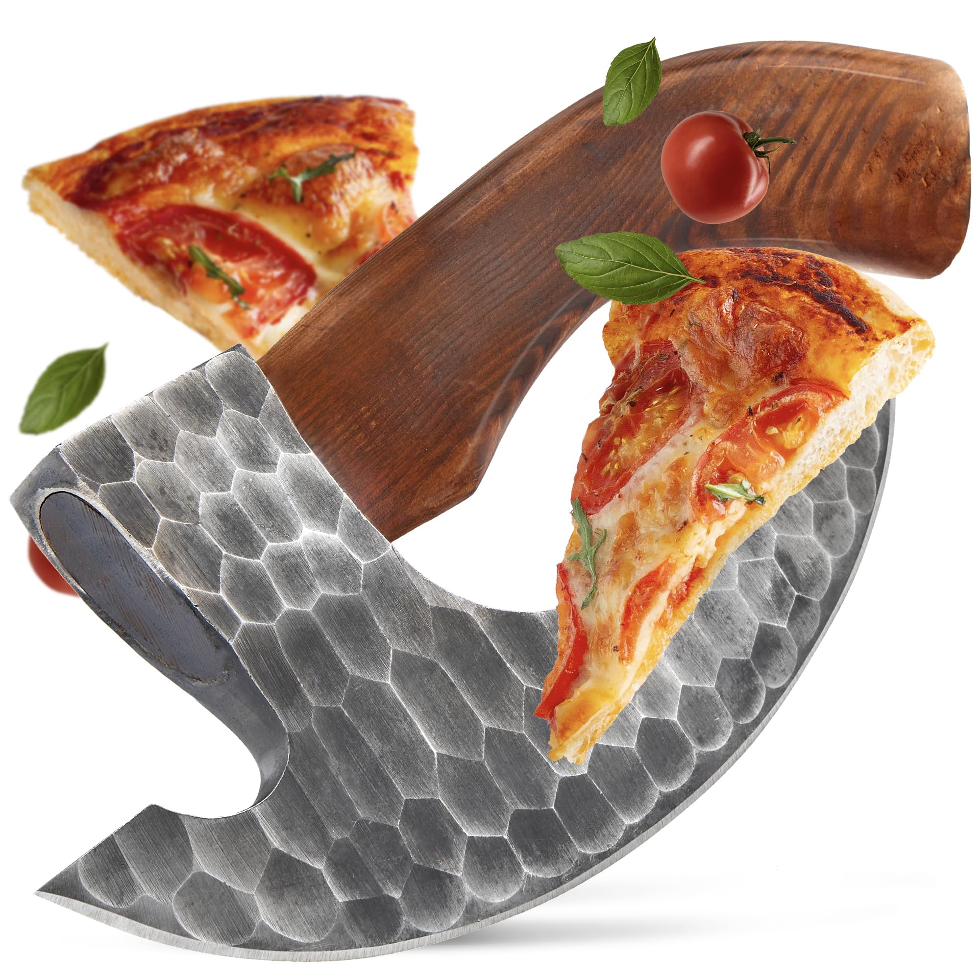 Pizzaschneider | Wiegemesser für Pizza, Kräuter, & Co | Perfekte Männer Geschenke | Pizzamesser | Pizza Axt Wikinger | Pizza Zubehör für Männer (Vermund)