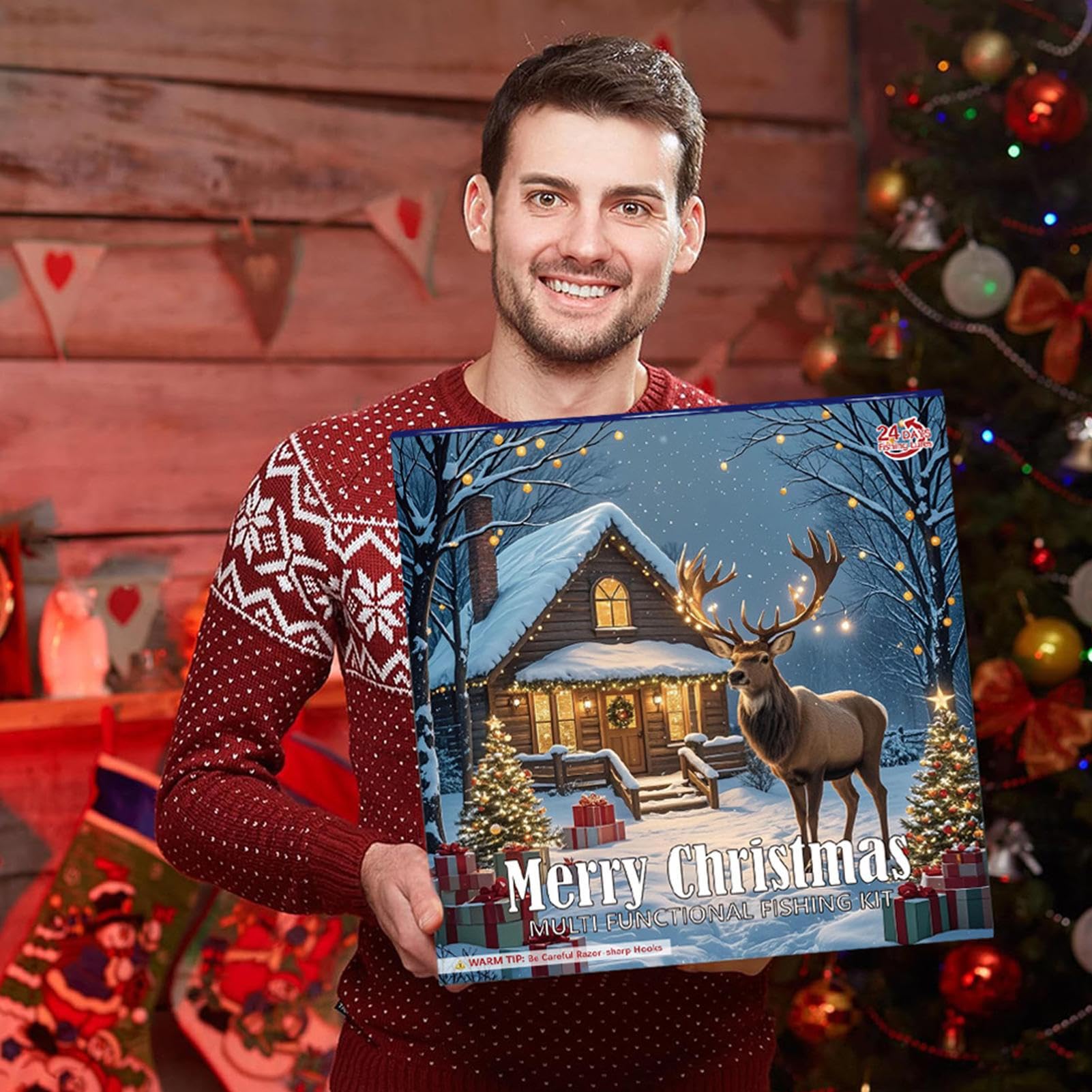 Calendario De Adviento De Pesca Navideño Juego De Aparejos De Pesca | Regalos De Navidad Para Hombre Pesca Equipo Para Padre Novio Esposo Calendario Adviento 24 Días