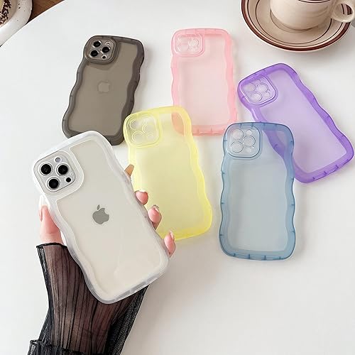 Miniatura 2 de Caseative Funda para iPhone 12 Pro, marco ondulado rizado de color liso, transparente, suave, compatible con iPhone (morado, iPhone 12 Pro)