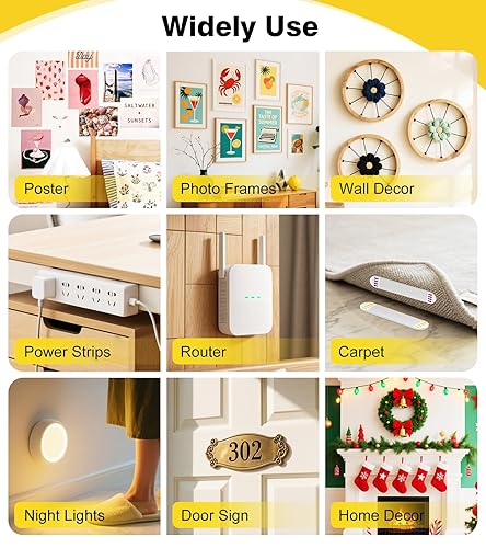 Miniatura 5 de Tiras grandes para colgar cuadros, resistentes, sin daños para paredes sin clavosherramientas, kit de tiras adhesivas de gancho y bucle para pared,
