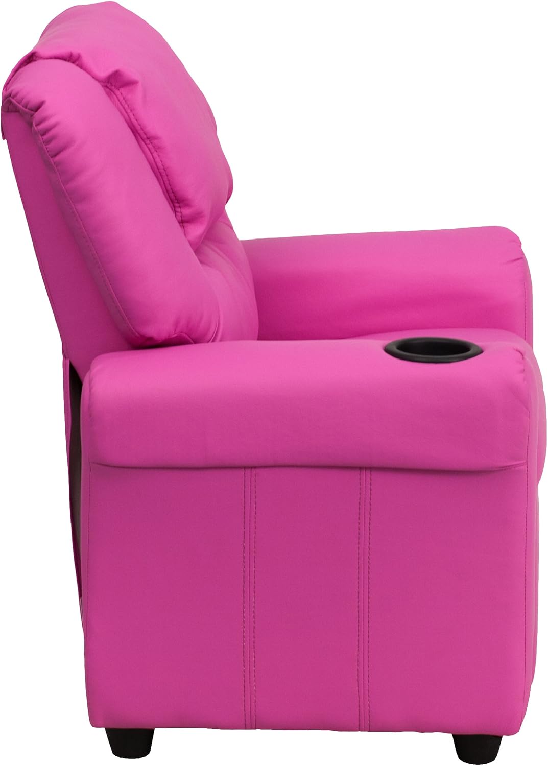 MFO Contemporary Hot Pink Vinyl Kids Recliner with Cup Holder and Headrest