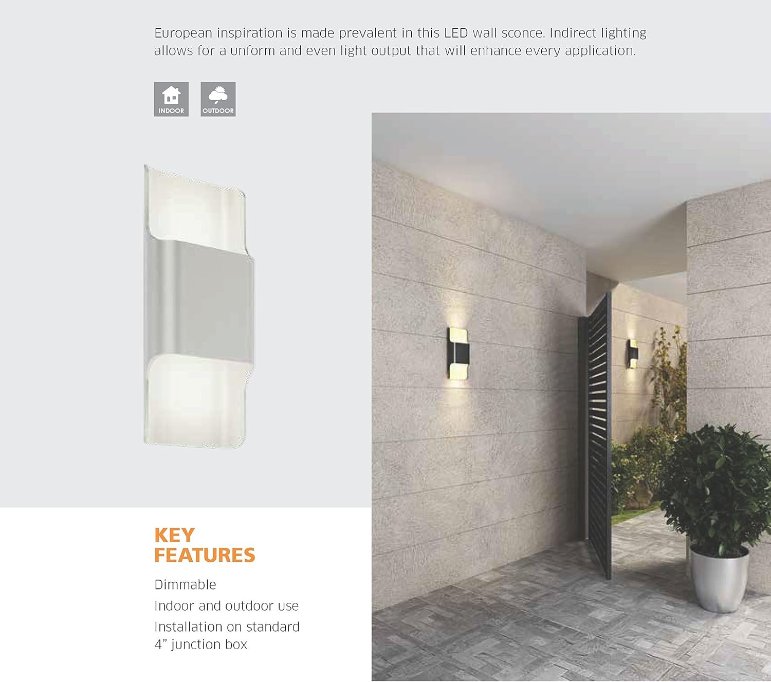 DALS Lighting LEDWALL-E-BK 6" Rectangular Indoor/Outdoor LED Wall Sconce, Black