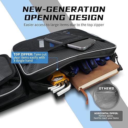 Miniatura 6 de NICECNC Bolsas para puerta X3, PVC 1680D Oxford, diseño de fibra de carbono, 2 almohadillas de esponja desmontables, bolsas UTV X3 para puerta