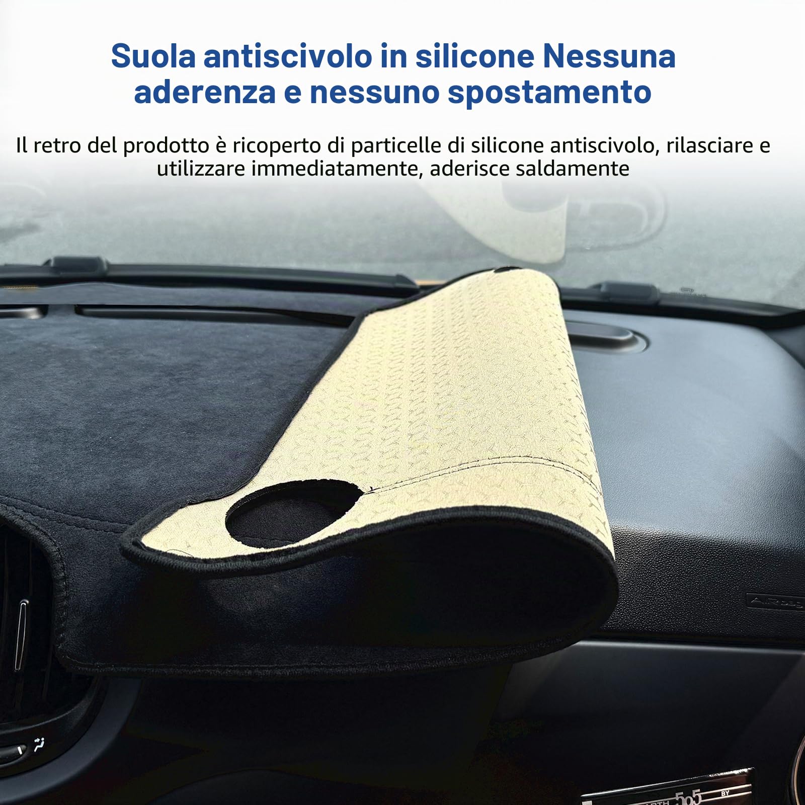 KUNGKIC Per Abarth 595 695 2017-2024 Copertina per Cruscotto in Flanella per Auto, Protezione Solare per Interno Auto, Protezione dalla Luce per Cruscotto, Protezione in Spugna per Cruscotto