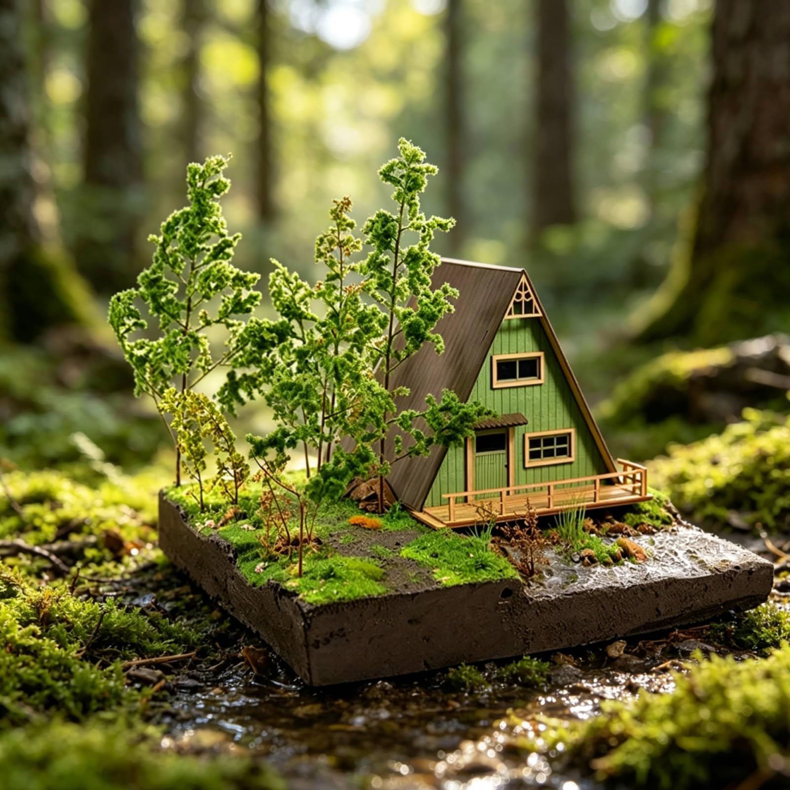 MagiDeal Miniatura Paesaggio Modello Diorama Set Materiali Fai da Te Scena 3D con Base Solida in Schiuma Legno Plastica Adatta per Scrivania Scaffali Progetti Scolastici