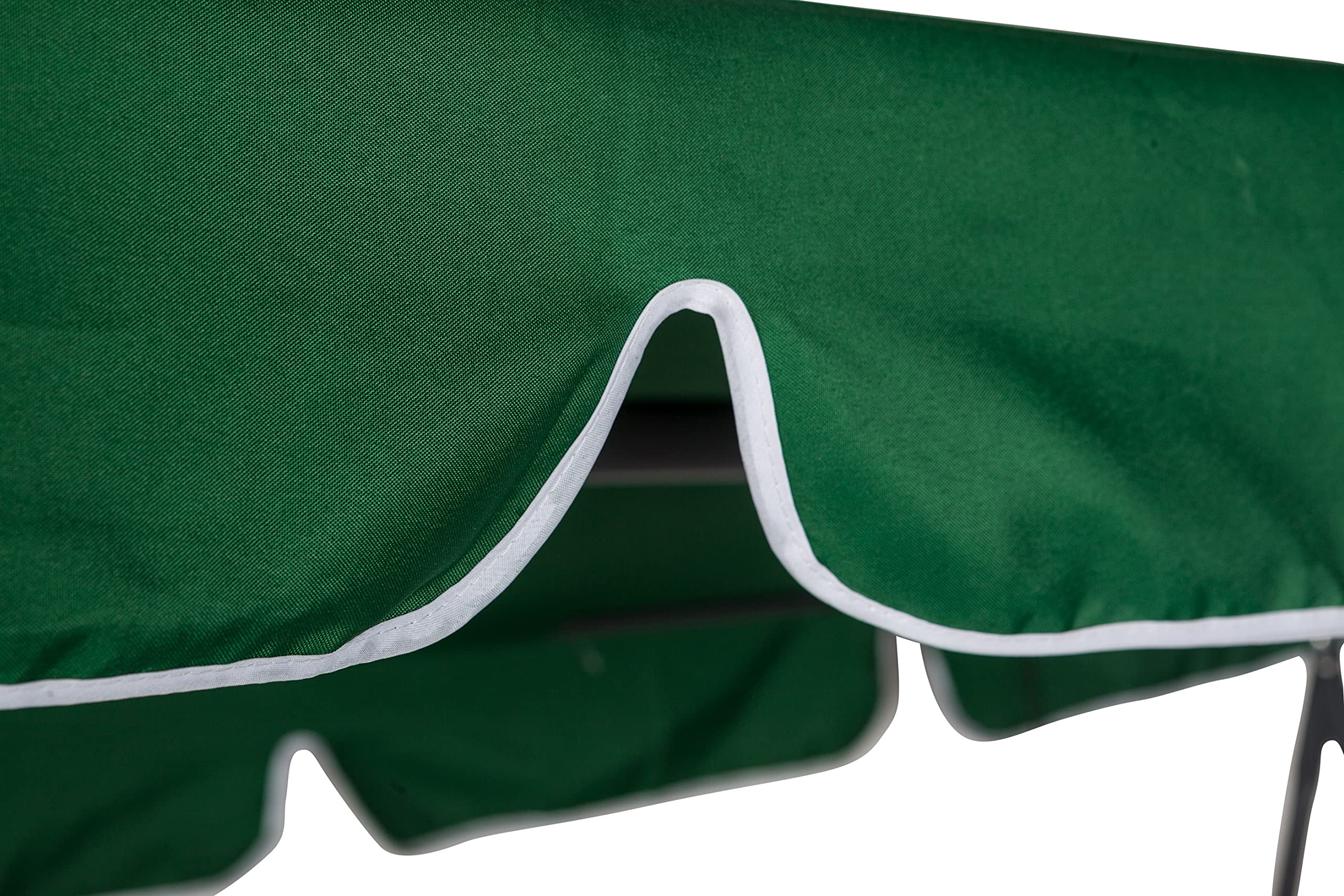 Dmora Dondolo da Giardino 3 posti con tettuccio e Cuscino, Colore Verde e Bianco, cm 180 x 110 x h165