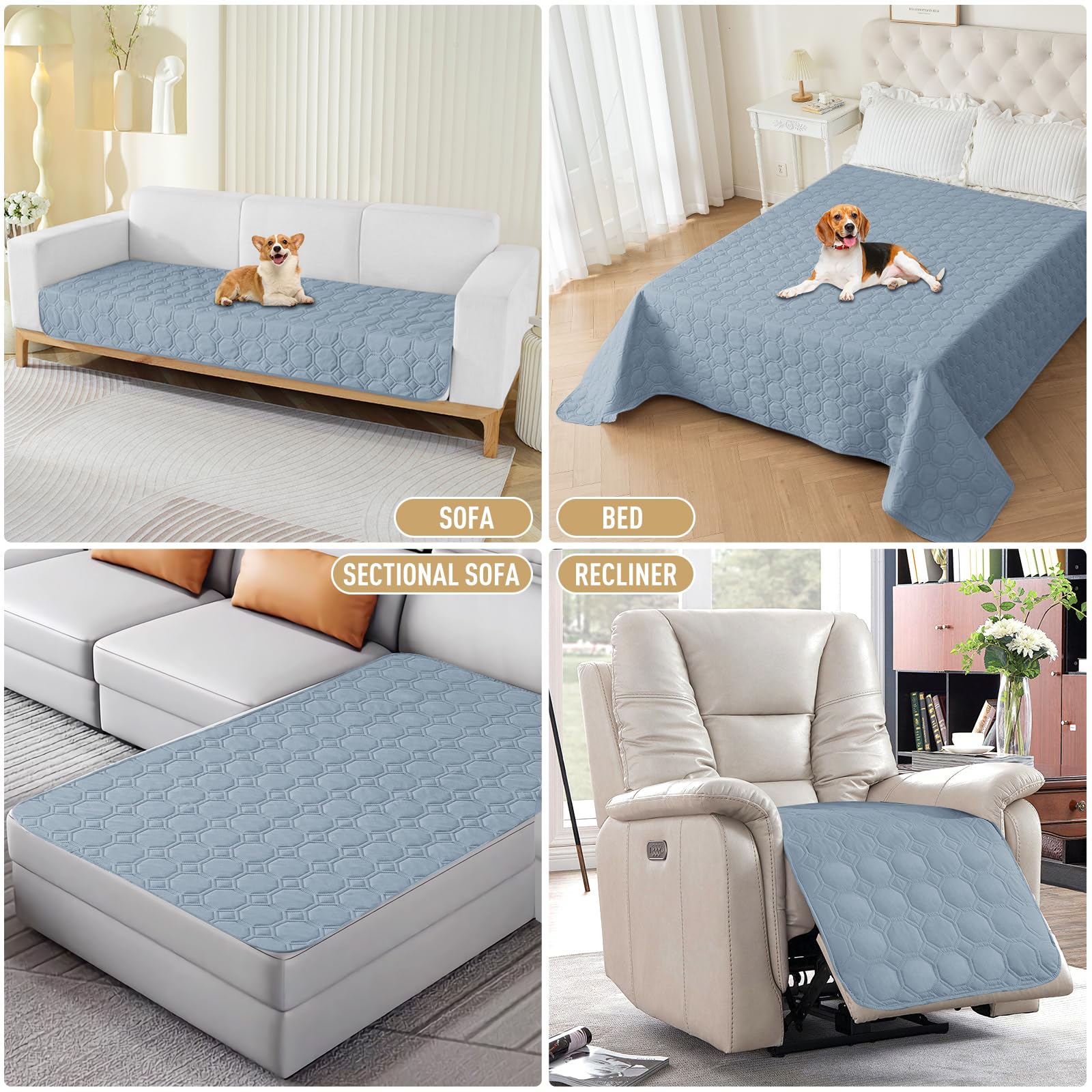 ZNSAYOTX Ultimate Cozy Blankets (68 x 82 pulgadas), 100% impermeable, manta para perros, mascotas, protector de sofá con respaldo antideslizante, lavable, duradero, a prueba de arañazos, fácil de