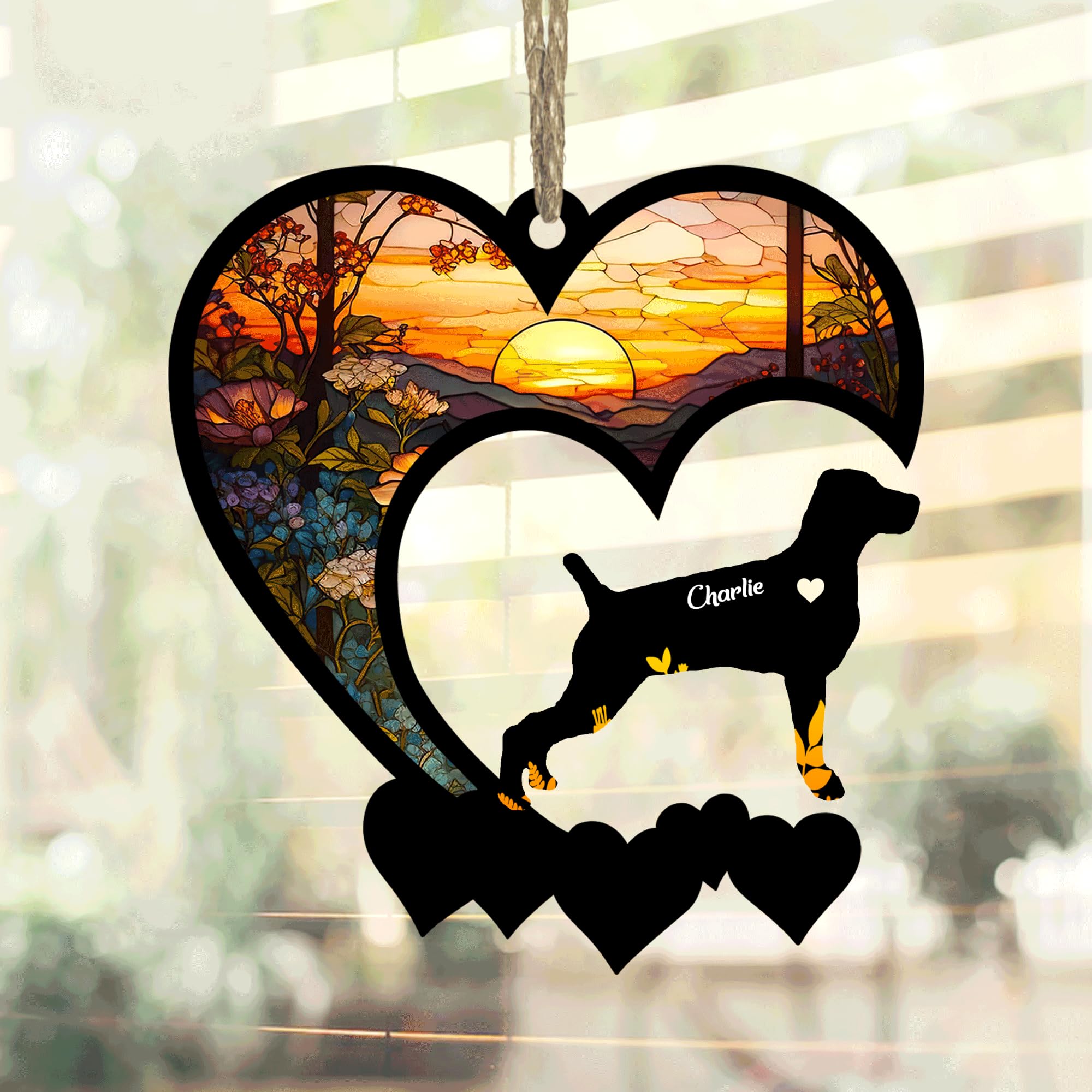 Lovely POD Weimaraner Suncatcher, Personalized Weimaraner Memorial with Name, Weimaraner Loss Suncatcher, Dog Remembrance Gift, Dog Memorial Ornament, Loss of Dog Sympathy Gift