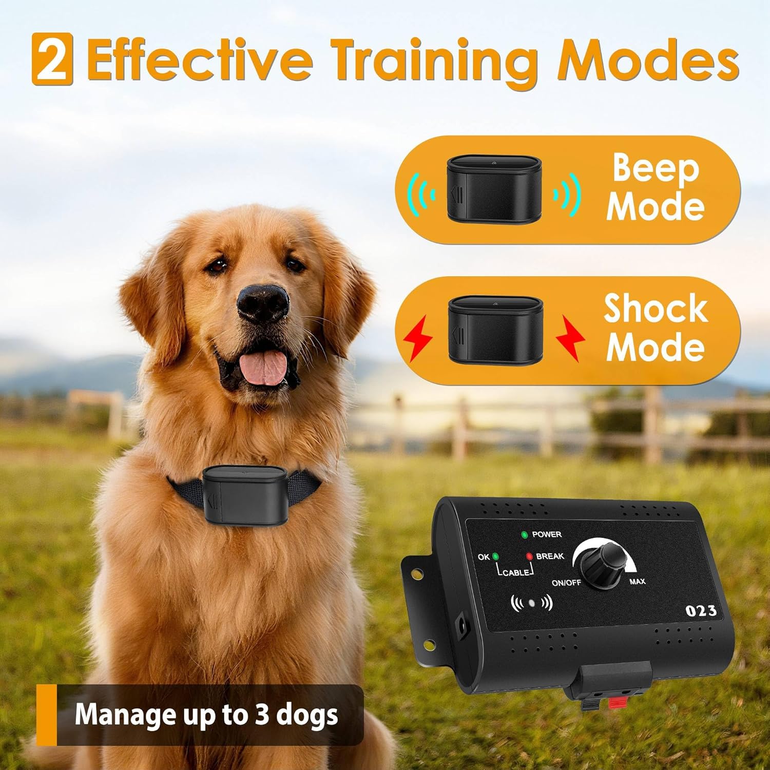 In-Ground Electric Dog Fence System for 2 Dogs - Covers up to 6/5-Acre, Electric Circular Fence for Dogs, Pet Tone Shock Boundary Containment Waterproof Collar Receiver for Small Medium Large Dogs