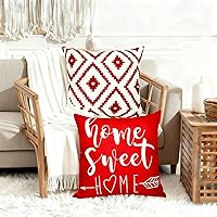 Vista 5 de Juego de 4 fundas de almohada decorativas de 20 x 20 pulgadas, color rojo vino, fundas de almohada para sofá, cama, sala de estar, fundas