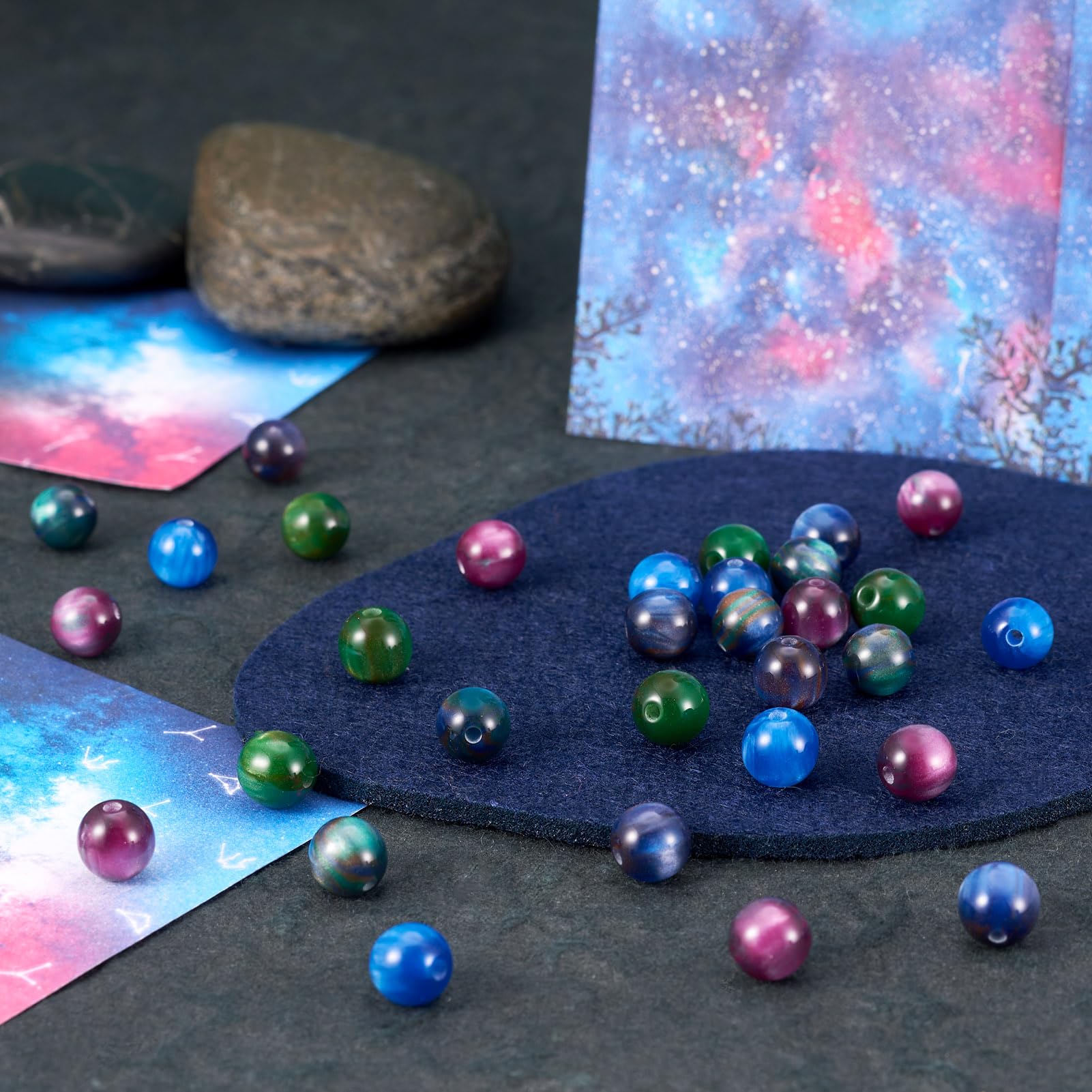 Amazon.com: Craftdady 100Pcs 8mm Galaxy Resin Planet Beads - 5 