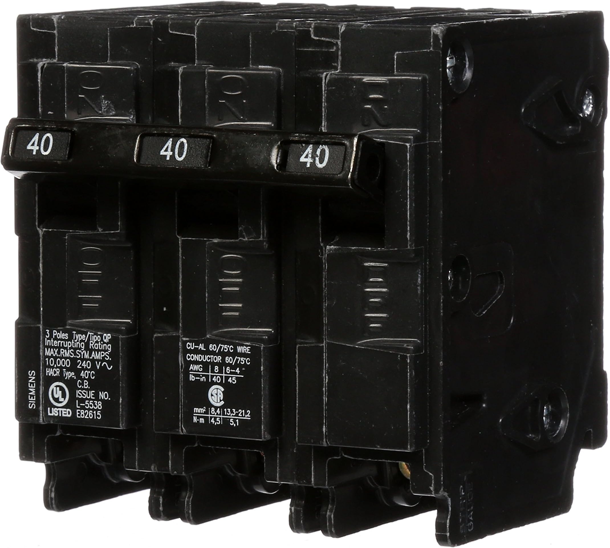 Q340 40-Amp Three Pole Type QP Circuit Breaker