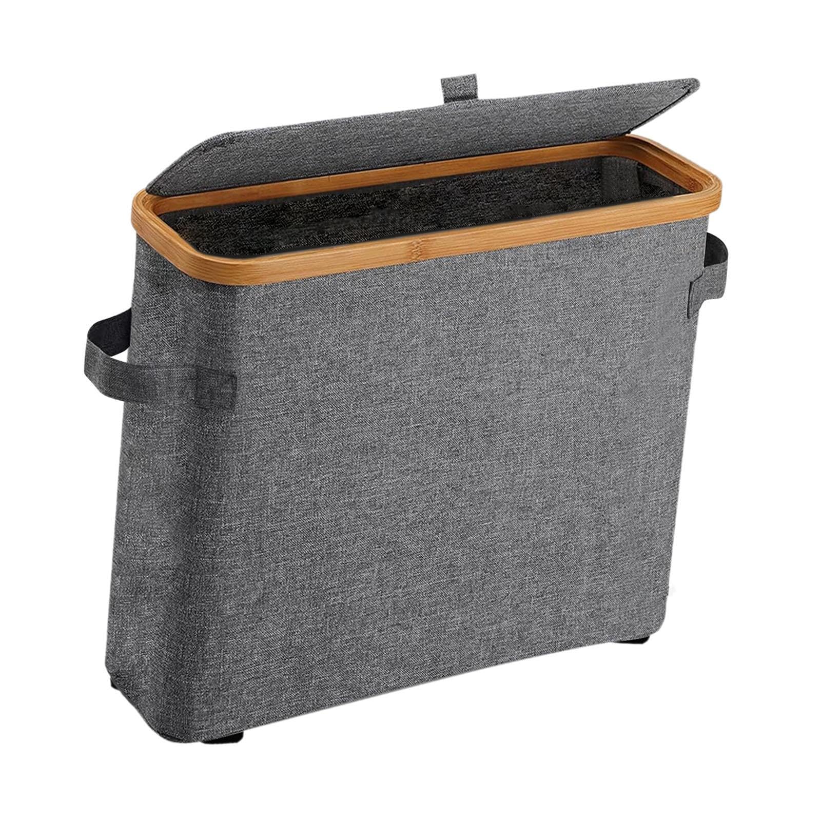MagiDeal Rangement de papier toilette en bambou Support de papier toilette Accessoires multifonctionnels avec couvercle en bambou Grand pour placard de, Gris