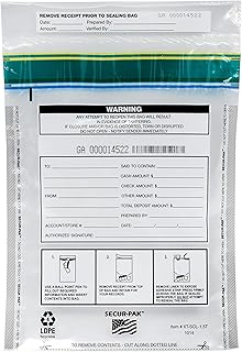 Secur-Pak Deposit Bags - Pack of 100 - Premium, Level 4 Security Tamper Evident, Clear Security Bags - Self Sealing, Transparent 2.5 Mil Plastic - 10" x 14" - SECUR-PAK