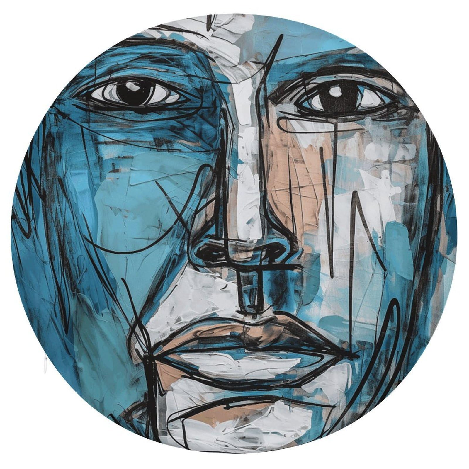Wsoihfec Style Man With Blue Face Seat Cushion Round Chair Pad