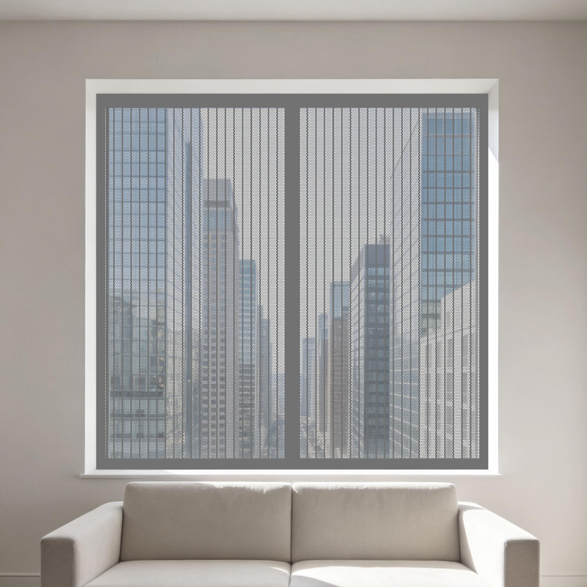Adjustable Magnetic Fly Screen Window 135 x 165 cm Selfadhesive Tape Fly Screen for Window Easy Install for Windows Doors and Patio Screens, Grey