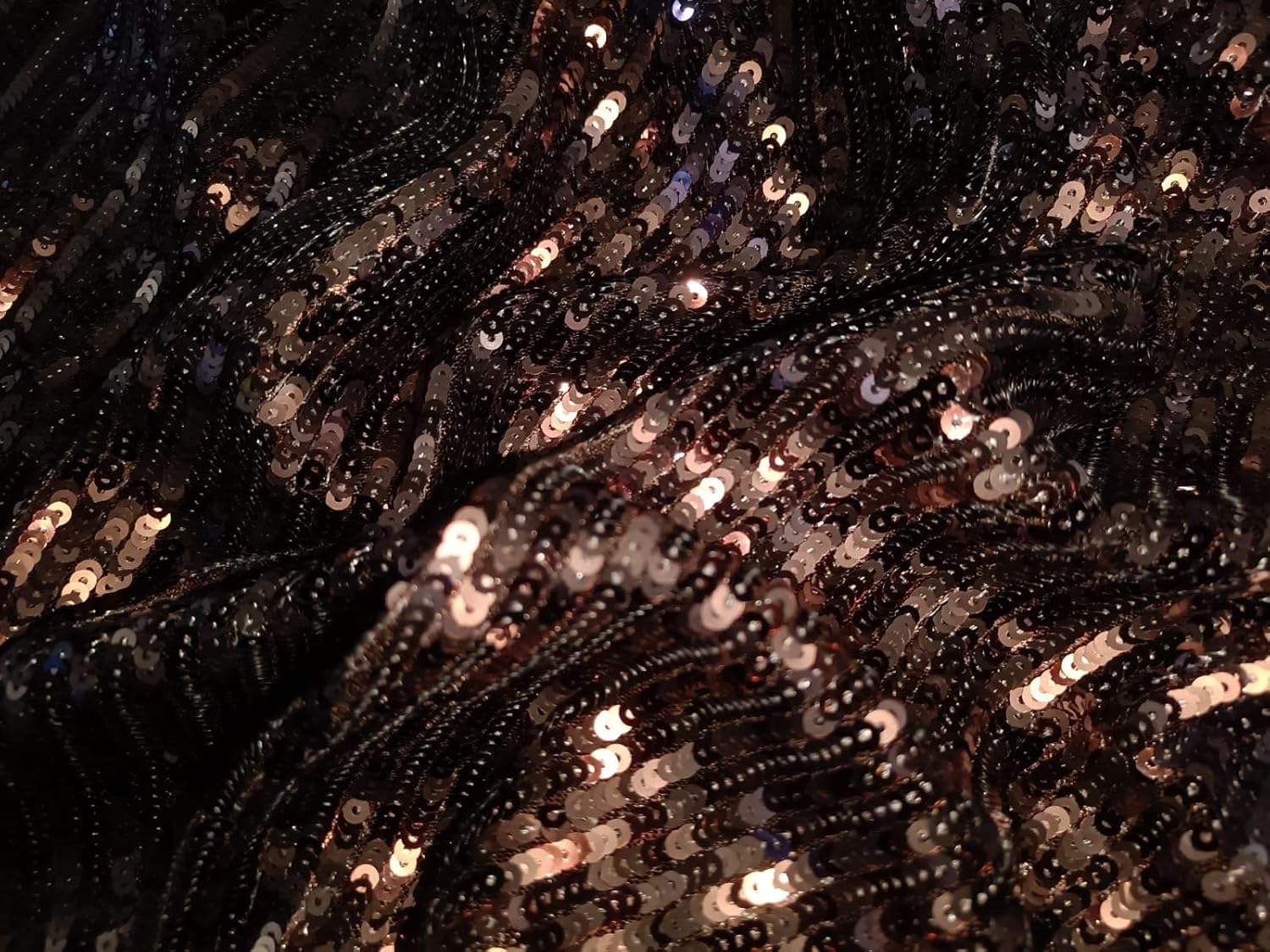 Generic Net Fabric with Diagonal Sequin Lycra 58'' Wide Color Copper Bronze [15686], Cut by the yard, NETSEQ_12240