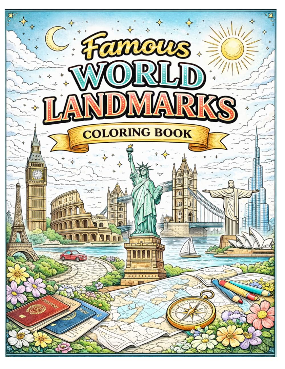 Famous World Landmarks Coloring Book: Relaxing Designs for Teens and Young Adults (Summer Sky Wonders of the World)