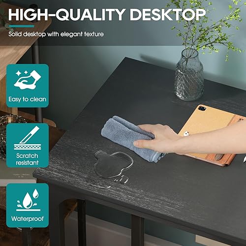 Miniatura 7 de BestOffice Escritorio para computadora, escritorio de oficina en casa, estilo moderno y simple para oficina en casa, estudio y escritura (negro, 39