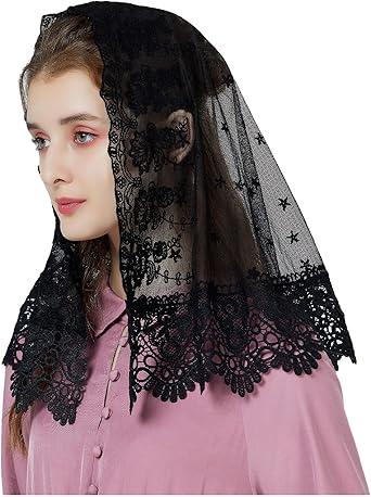 BEAUTELICATE Velo Di Pizzo Chiesa Velo Da Sposa Mantilla Velo Cattolica - Foto 4