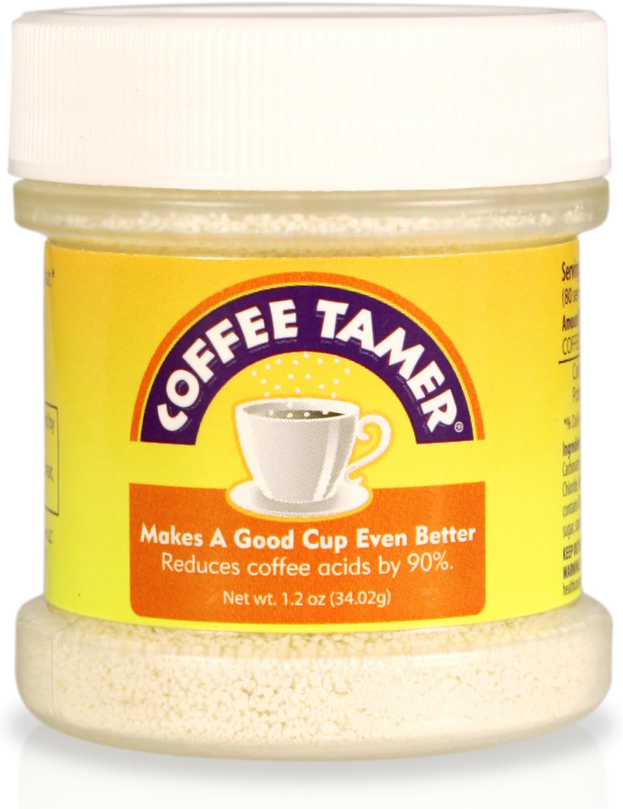 Coffee Tamer Acid Reducer Powder 1.2oz Shaker Bottle - All Natural Coffee Acid Reducer, Alkalizing Granules Reduce Acidity By 90%, Keto Friendly, Sugar-Free, Non-GMO, Preserves Original Flavor