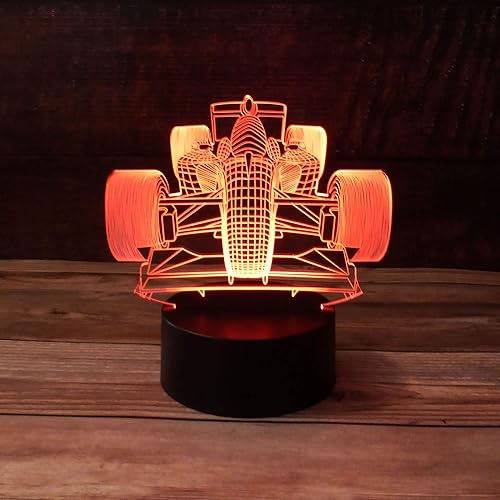 Miniatura 6 de Luz de escritorio 3D de Fórmula 1 para auto de carreras, base de lámpara LED de 7 colores con USB o batería y control táctil, desvanecimiento