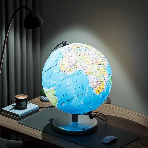 Miniatura 3 de Orionstar Globo mundial grande de 13 pulgadas con soporte, globo educativo para el aprendizaje de los niños, detalles coloridos del mapa del mundo