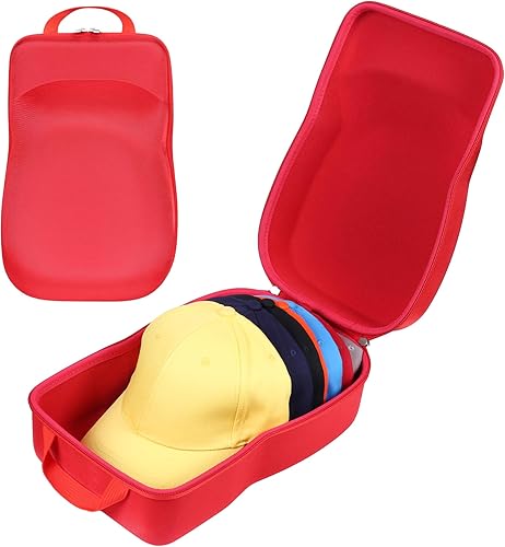 khanka Estuche de transporte rígido compatible con gorras de béisbol. Este organizador protege hasta 8 sombreros (rojo)