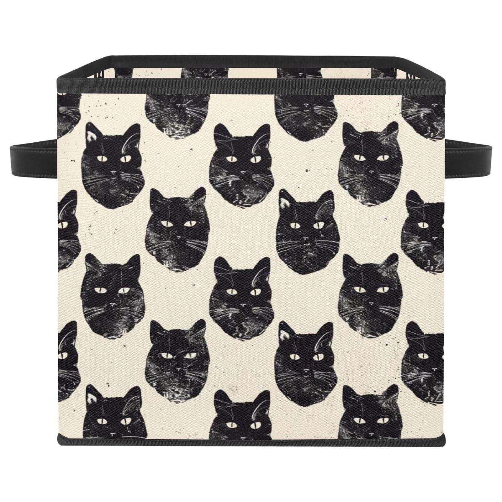 Cube de rangement tête de chat noir parfait pour organiser les vêtements de la chambre d'enfant