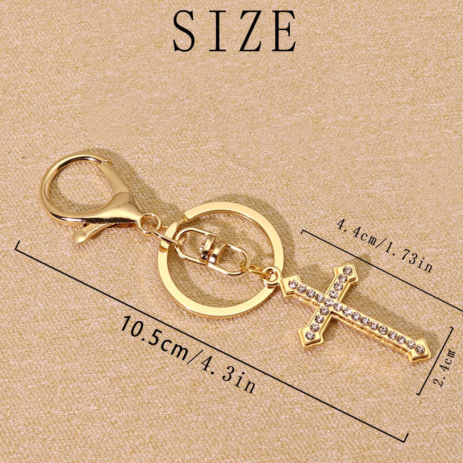 malyunin Gold Cross Keychain Christian Gifts for Women Cross Charms Bag Charms Purse for Handbags Backpacks Car Keys Accessories - Image 4