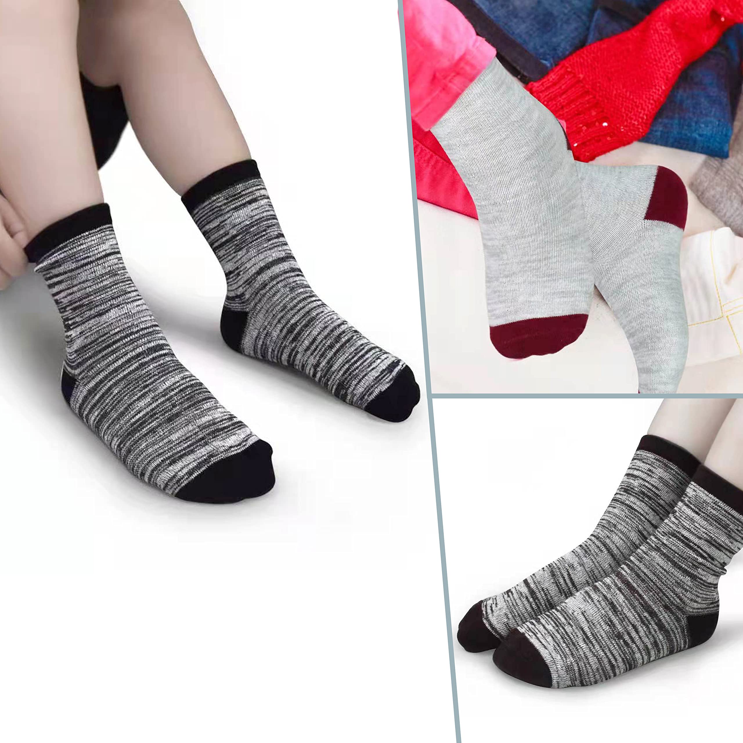 GENTABY Calzini per bambini Calze in cotone, morbidi e elastici, confezione da 10 pezzi, per bambini da 1 a 14 anni