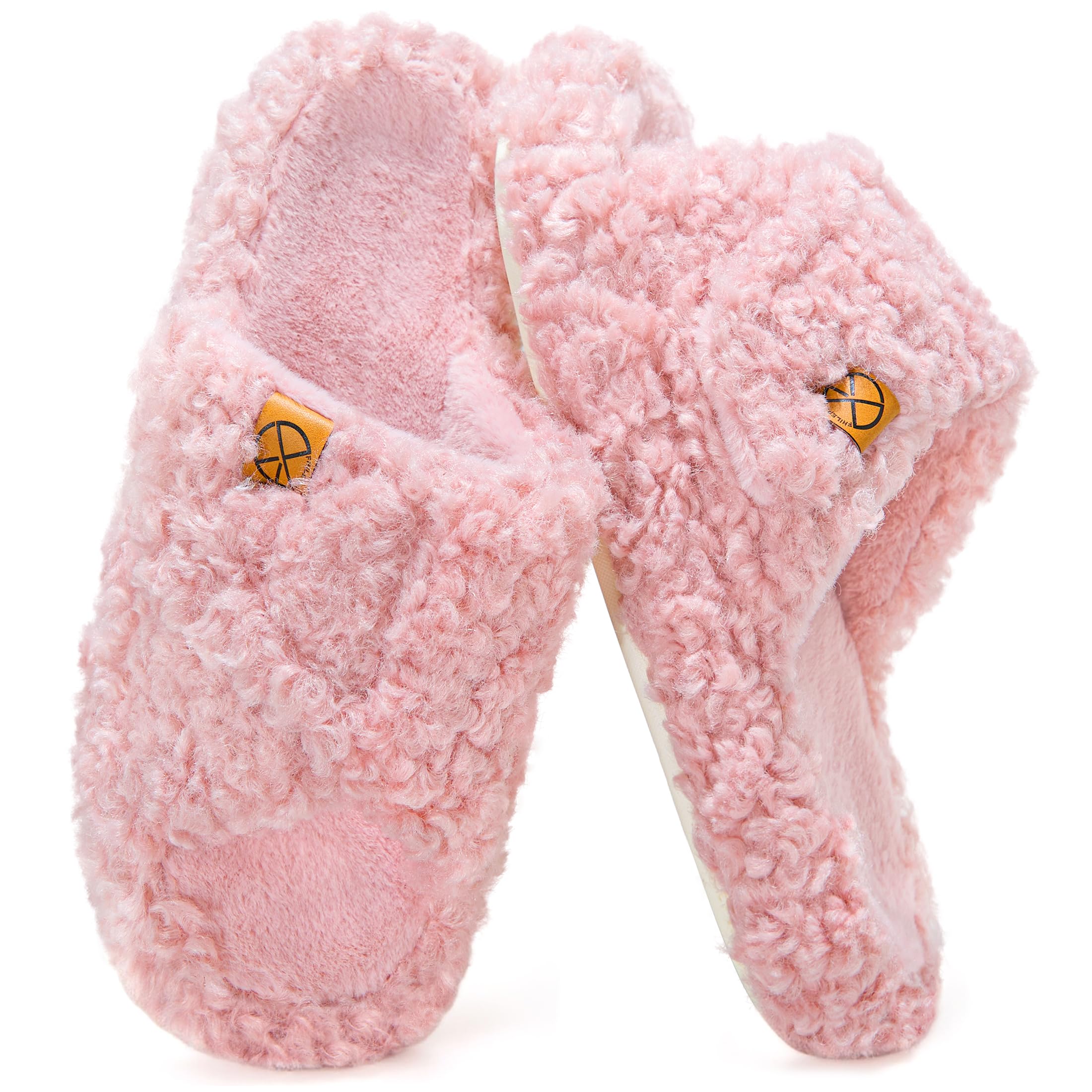 Women's House Slippers Adjustable Indoor Memory Foam Shoes Open Toe Slip On Bedroom Fuzzy Slide