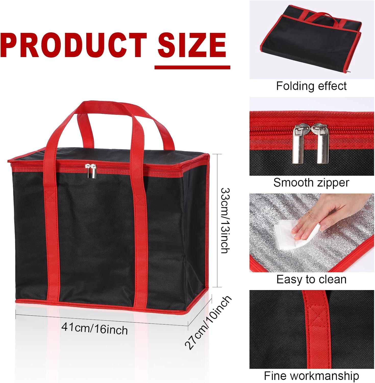 2 Pcs Reusable 6 Cup Drink Carrier with Handle and Insulated Bag for Hot and Cold Drink/Food, Foldable Plastic Cup Holder and 16 x 10 x 13'' Drink Carrier Cooler Bag for Travel and Delivery - Image 2